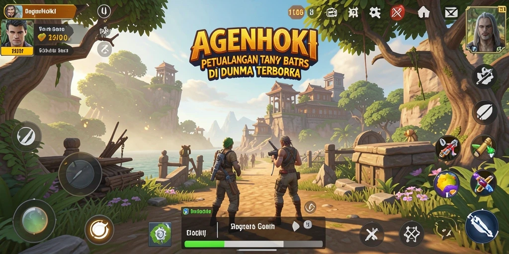 Tangkapan layar gameplay AGENHOKI yang menunjukkan eksplorasi dunia terbuka.