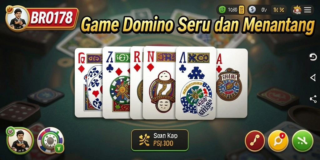 Tampilan gameplay seru domino dengan grafis menarik di BRO178.