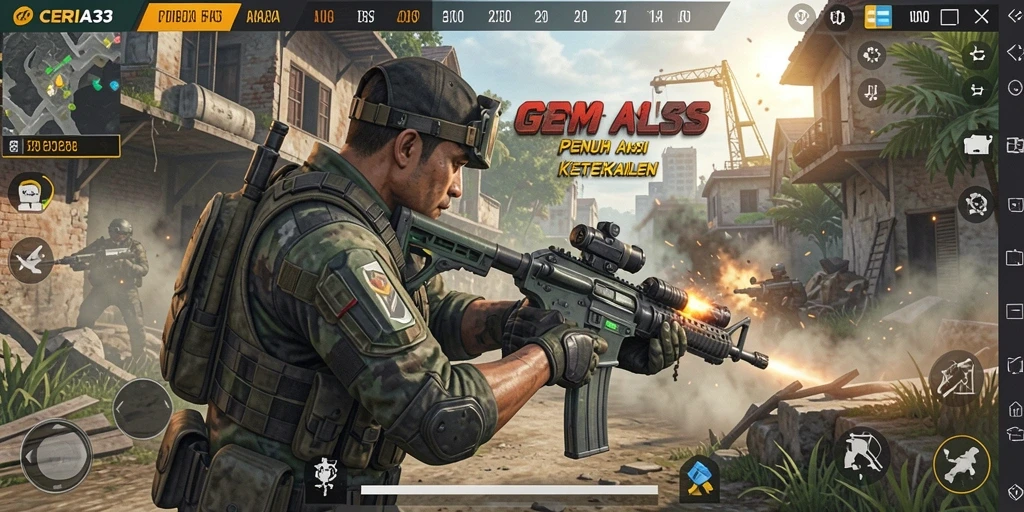 Tangkapan layar dari aksi seru dalam gameplay FPS CERIA33.