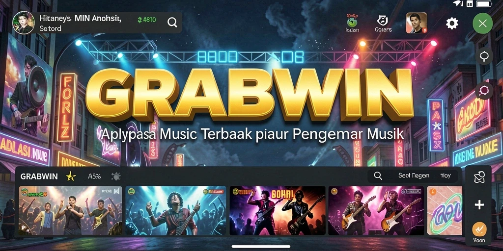 Tampilan menarik dari gameplay aplikasi musik GRABWIN.