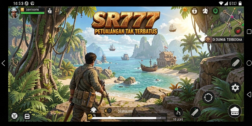 Tampilan gameplay SR777 yang menampilkan eksplorasi dunia yang luas.