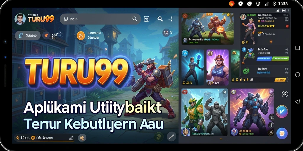 Layar utama TURU99 yang menampilkan berbagai fitur aplikasi Utility.